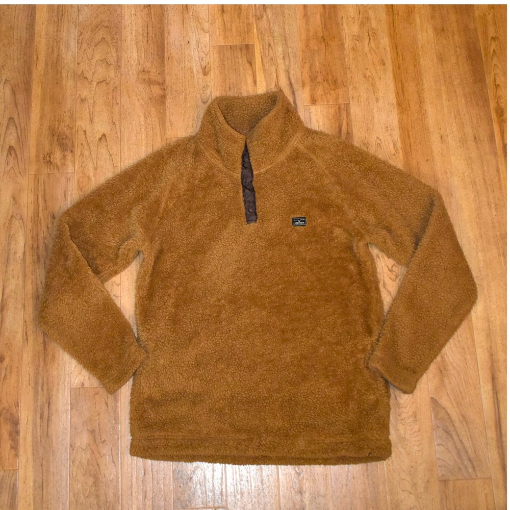 Kimes Ranch Fozzie Fleece Pullover Womens Medium Brown Sherpa Quarter Snap